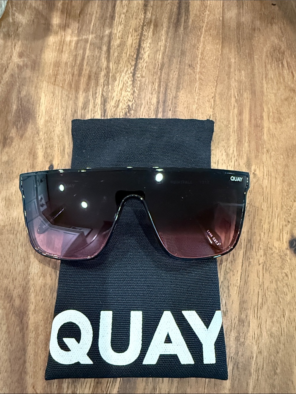 Quay Australia Black Frame Sunglasses with Gradient Pink-Brown Lenses - Picture 1 of 7